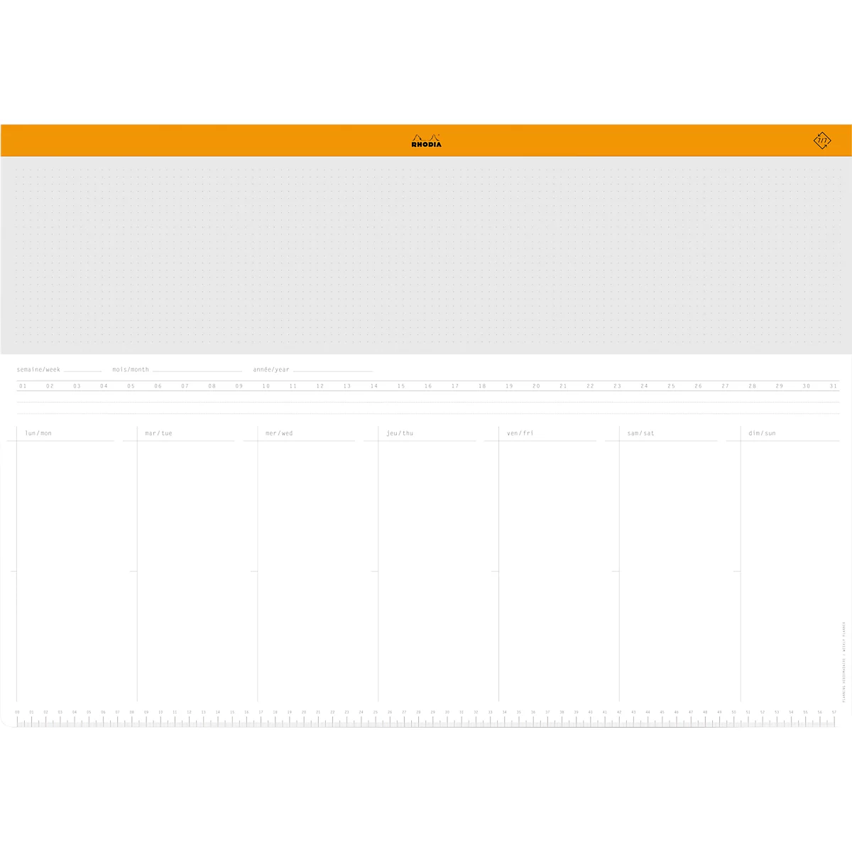 Schreibunterlage Rhodia, Wochenkalender, Leinenrücken, 30 Blatt, A2 (420 x 594 mm