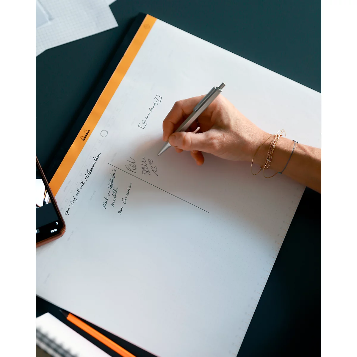 Schreibunterlage Rhodia, Wochenkalender, Leinenrücken, 60 Blatt mikroperforiert, A4+ (222 x 299 mm)