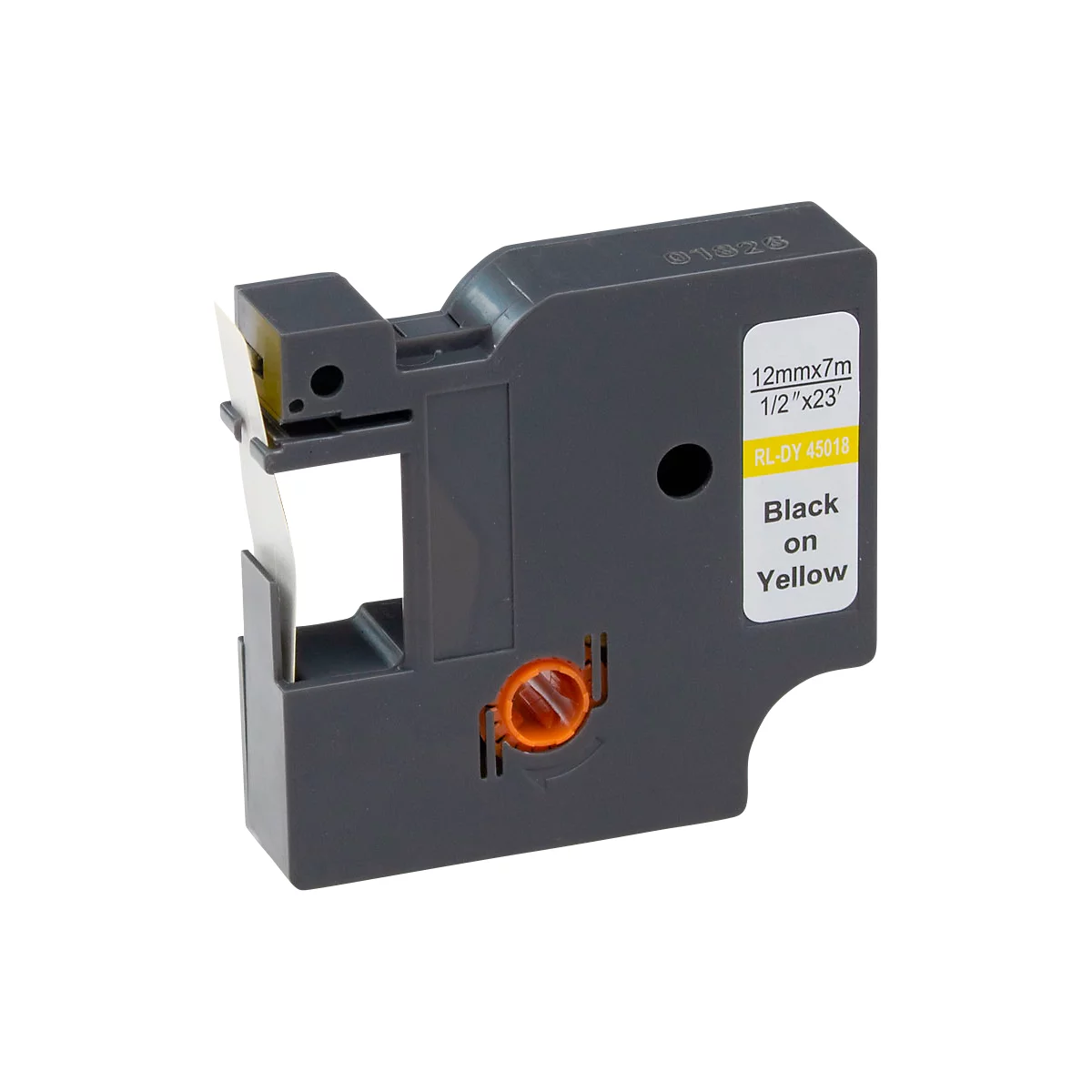 Schriftband kompatibel zu Dymo® Beschriftungsband D1/45018, selbstklebend, gelb/schwarz, Kunststoff, L 7 m x B 12 mm