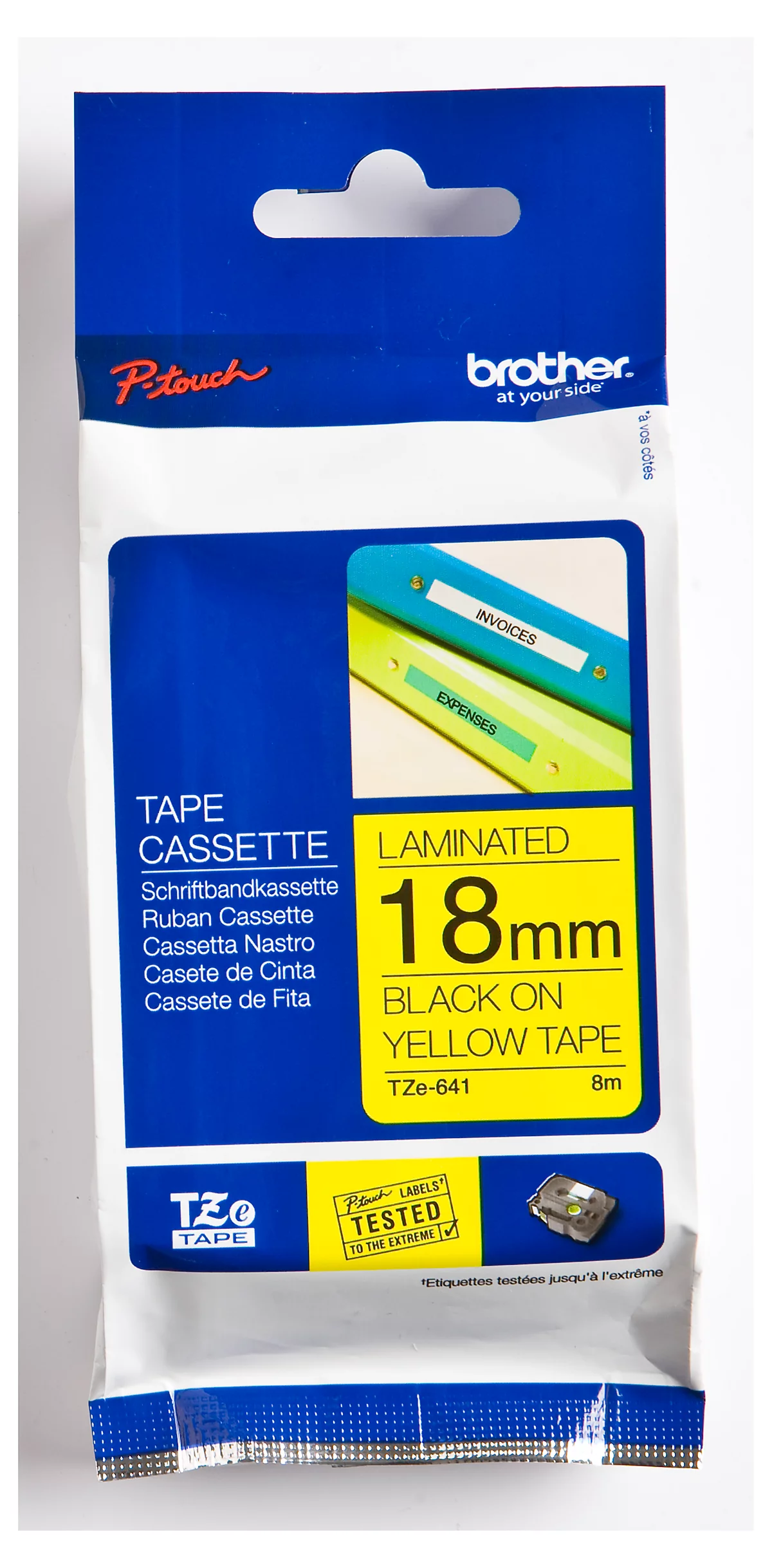 Schriftbandkassette Brother TZe-641, selbstklebend, L 8 m x B 18 mm, gelb/schwarz