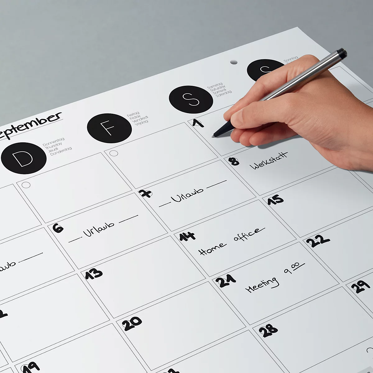 Schrijfonderlegger Sigel maandoverzicht, ca. DIN A2, 3-jaar-kalenderrooster, 12 vellen, ook te gebruiken als wandkalender, z/w