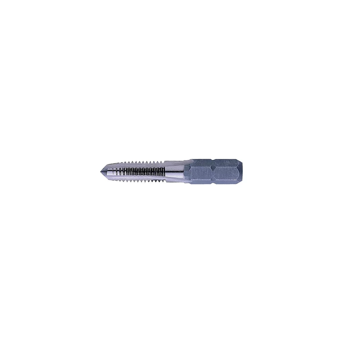 Metalen tap met getande schacht en zeshoekige kop.