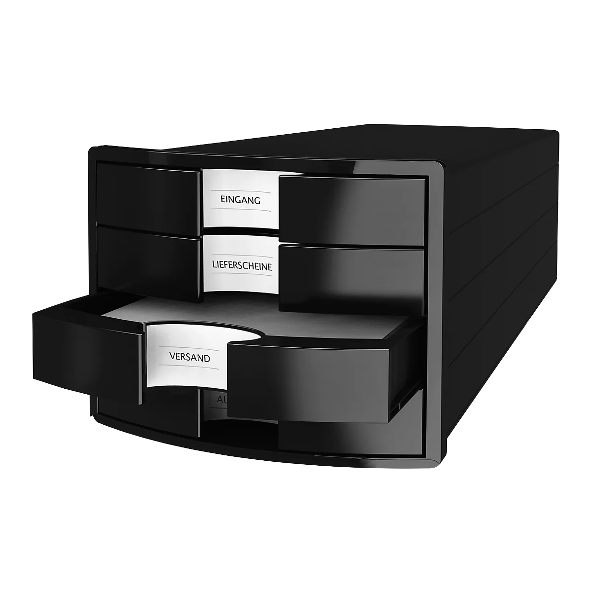 Schubladenbox HAN Impuls 2.0, 4 Schubladen, Format A4, stapelbar, geschlossen, schwarz