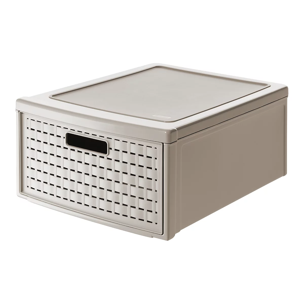 Schubladenbox Rotho COUNTRY, Volumen 19,2 l, 1 herausnehmbares Schubfach, stapelbar, L 450 x B 340 x H 200 mm, Polypropylen, cappuccino