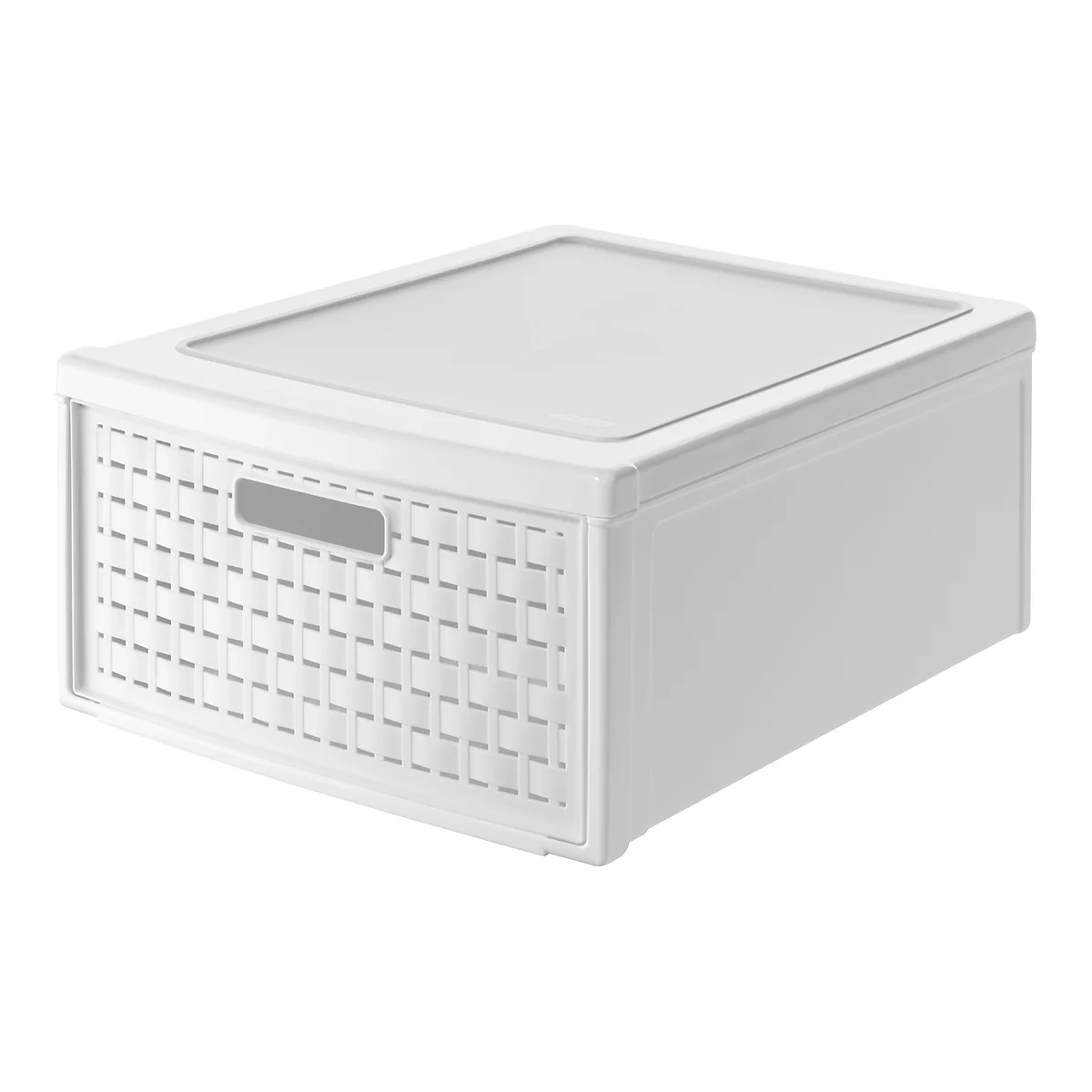 Schubladenbox Rotho COUNTRY, Volumen 19,2 l, 1 herausnehmbares Schubfach, stapelbar, L 450 x B 340 x H 200 mm, Polypropylen, weiss