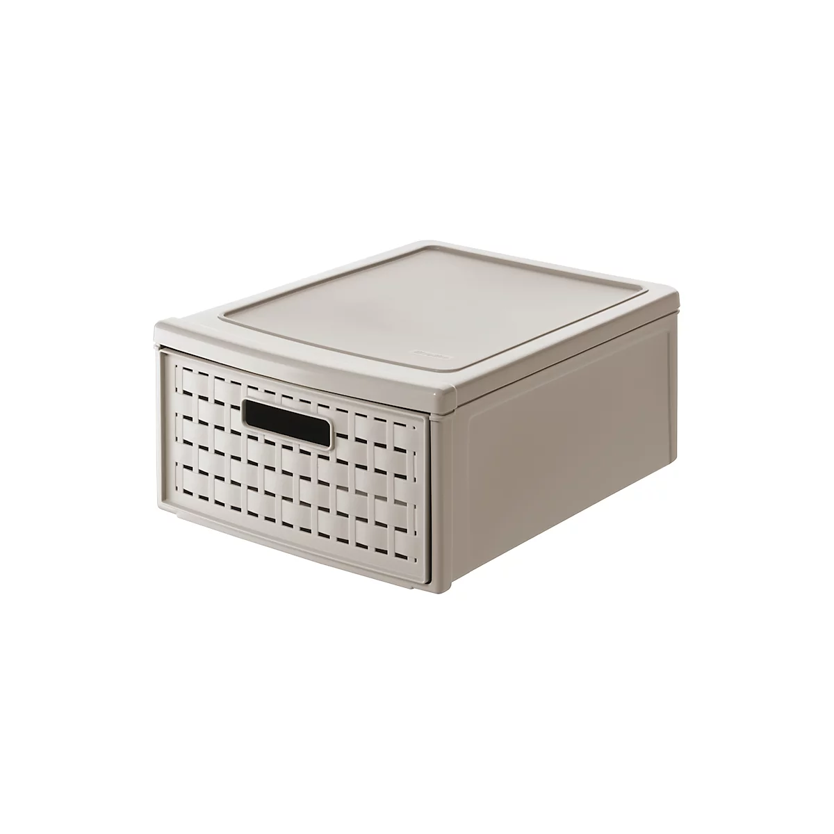 Schubladenbox Rotho COUNTRY, Volumen 8,3 l, 1 herausnehmbares Schubfach, stapelbar, L 350 x B 260 x H 145 mm, Polypropylen, cappuccino