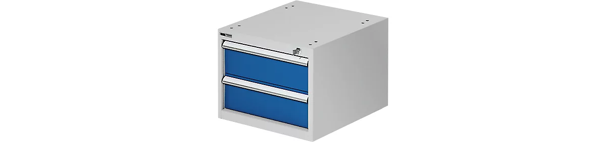 Schubladenkasten zur TOP-Werkbank, Block 2, lichtgrau/blau