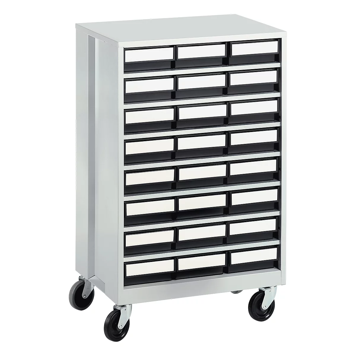Schubladenregal, mit 24 Schubladen, grau