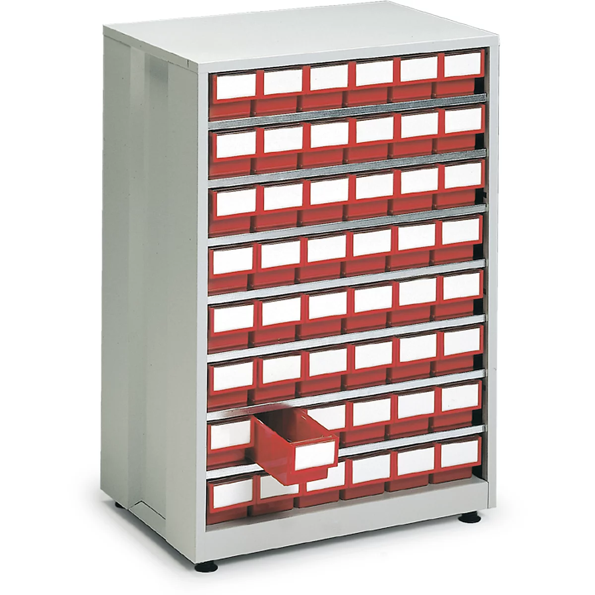Schubladenregal, mit 48 Schubladen, rot