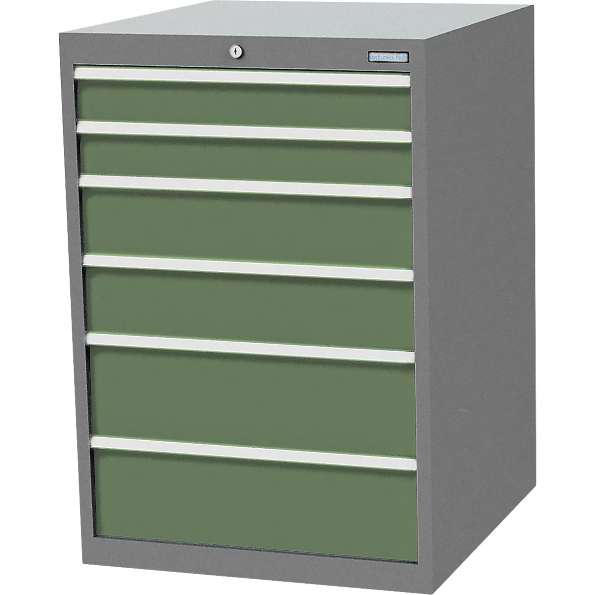 Schubladenschrank Bedrunka+Hirth, 6 Schübe, abschliessbar, bis 1500 kg, B 705 x T 736 x H 1019 mm, Stahlblech