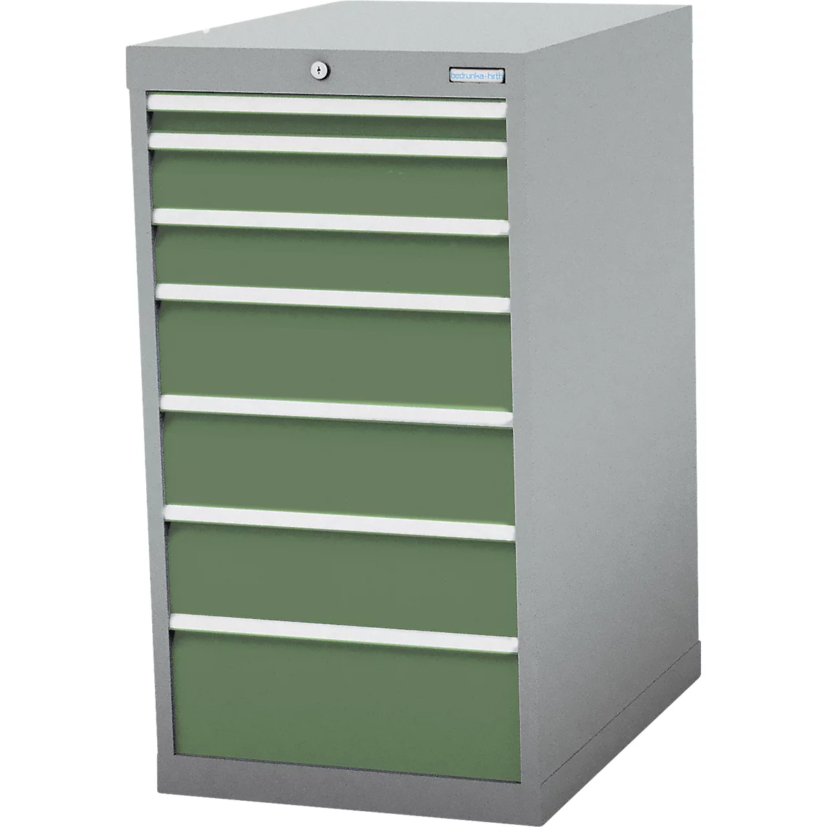 Schubladenschrank Bedrunka+Hirth, 7 Schübe, abschliessbar, bis 1500 kg, B 555 x T 736 x H 1019 mm, Stahlblech