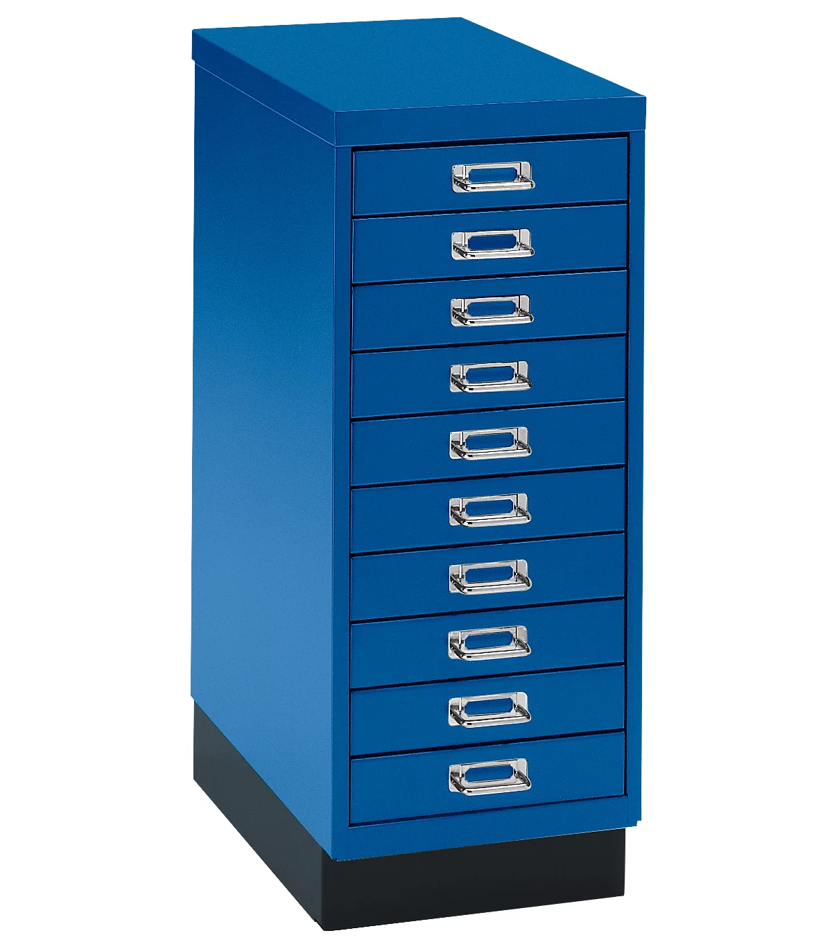 Schubladenschrank DIN A4, mit 10 Schubladen, 675 mm hoch, enzianblau