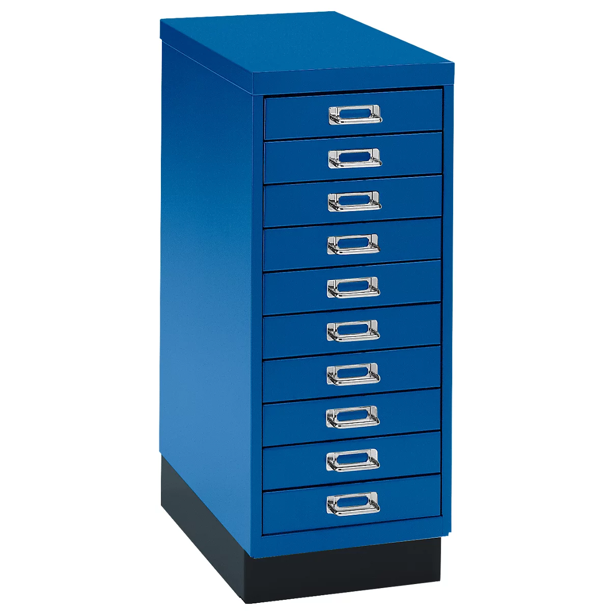 Schubladenschrank DIN A4, mit 10 Schubladen, 675 mm hoch, enzianblau