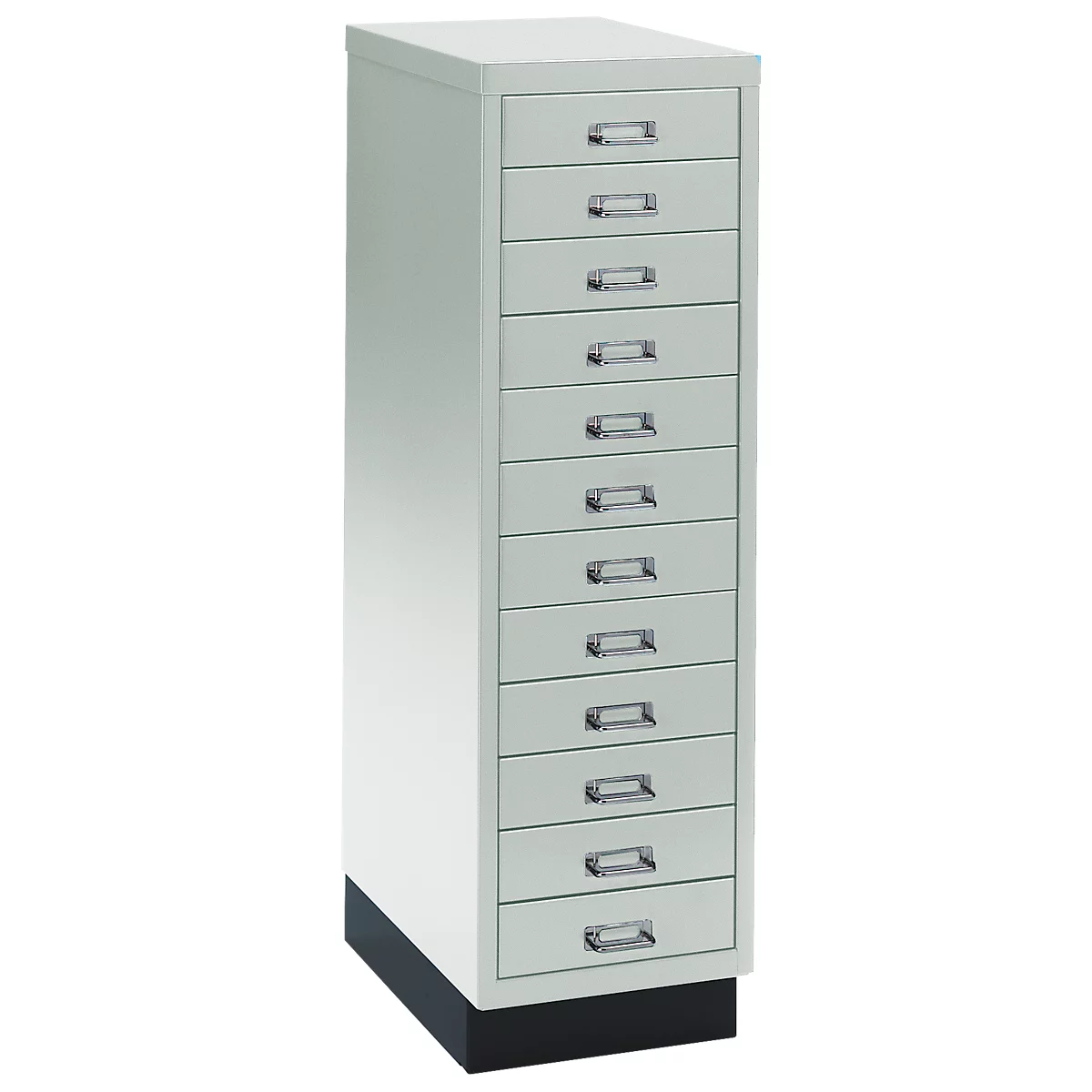 Schubladenschrank DIN A4, mit 12 Schubladen, 940 mm hoch, lichtgrau
