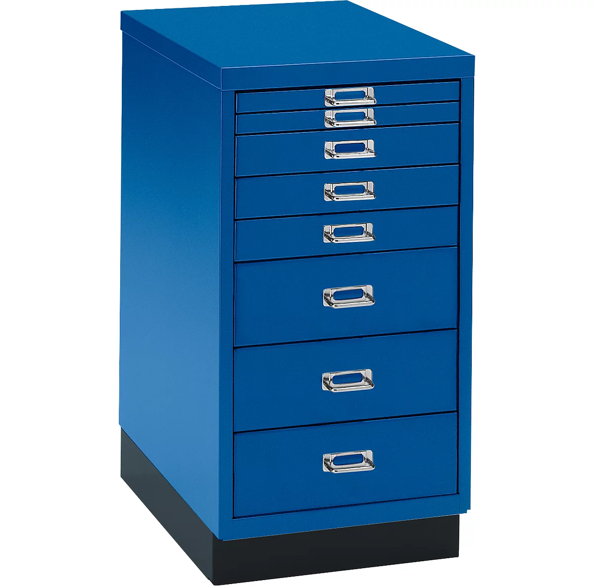 Schubladenschrank DIN A4, mit 8 Schubladen, 675 mm hoch, enzianblau
