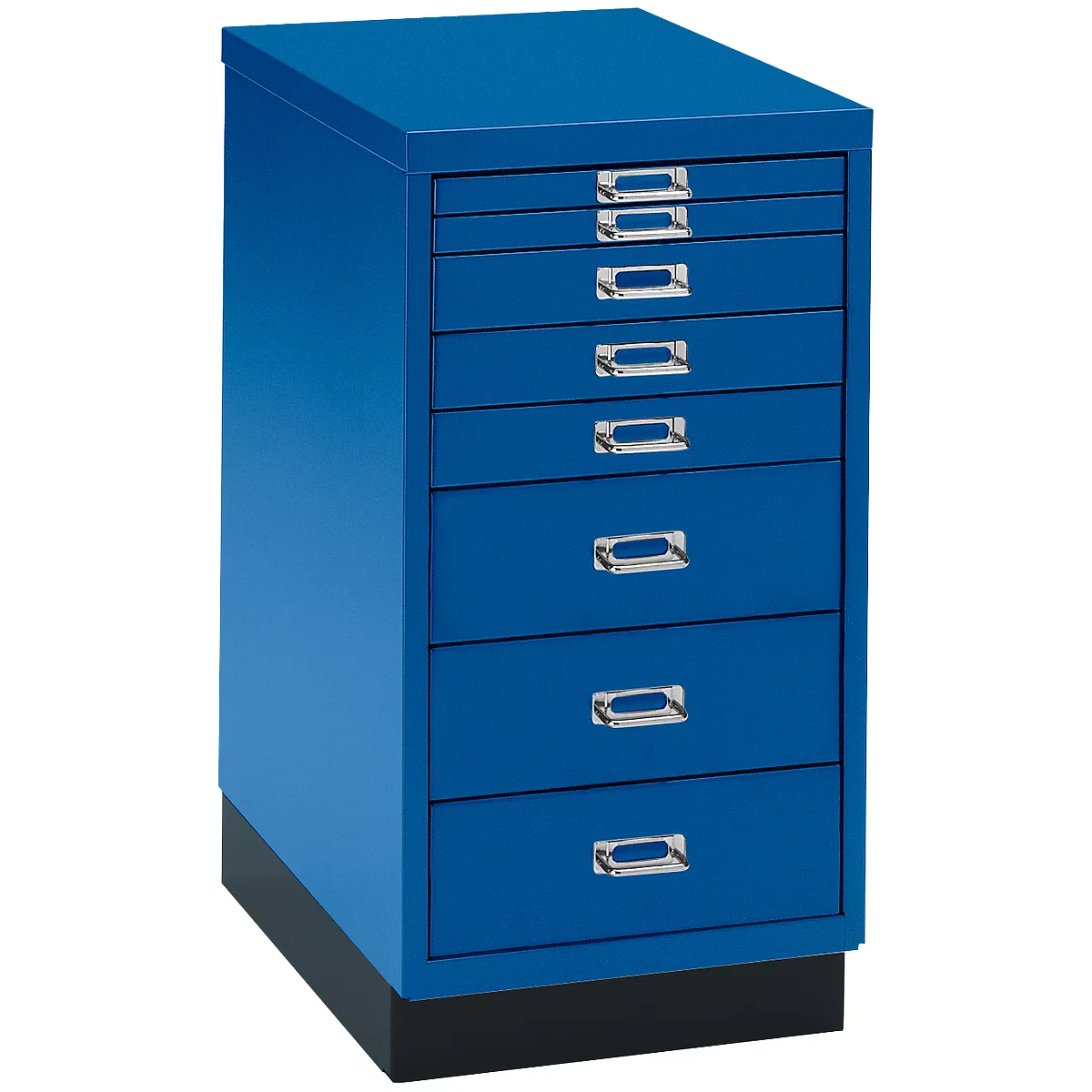 Schubladenschrank DIN A4, mit 8 Schubladen, 675 mm hoch, enzianblau