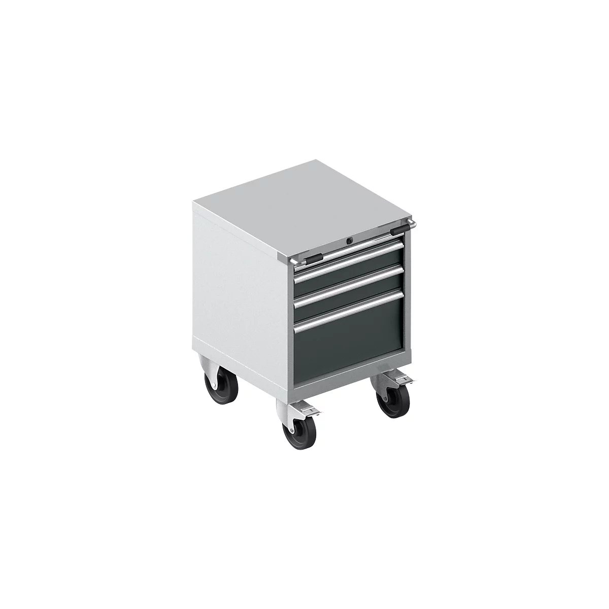 Schubladenschrank mit Rollen WSK 27-27, 4 Schübe, bis 75 kg, B 564 x T 572 x H 770 mm, weißaluminium/anthrazitgrau
