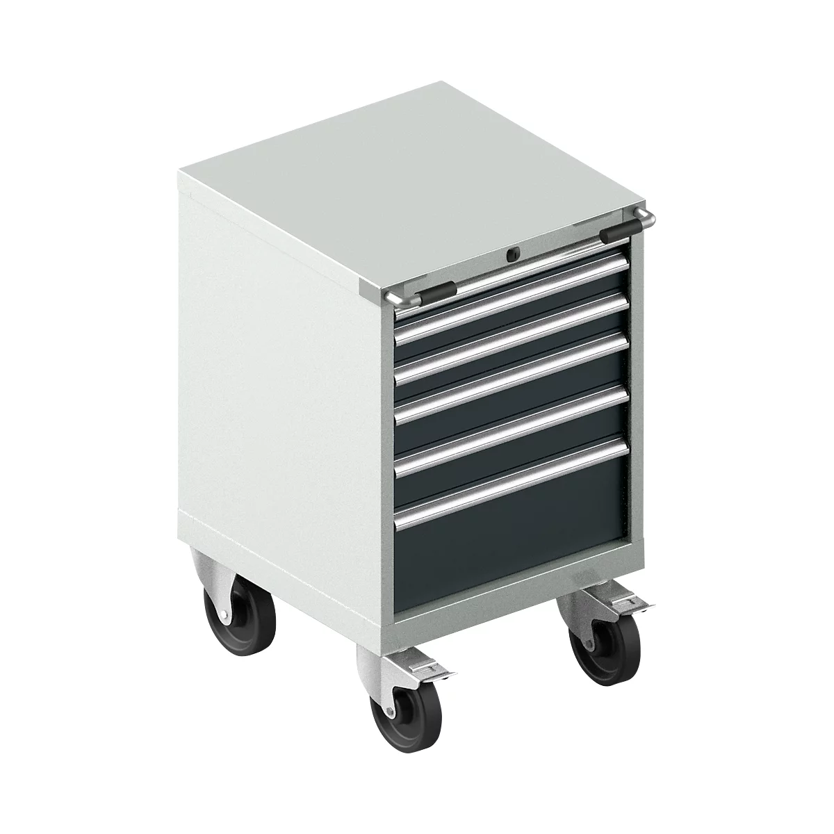 Schubladenschrank mit Rollen WSK 27-27, 6 Schübe, bis 200 kg, B 564 x T 572 x H 870 mm, lichtgrau/anthrazitgrau