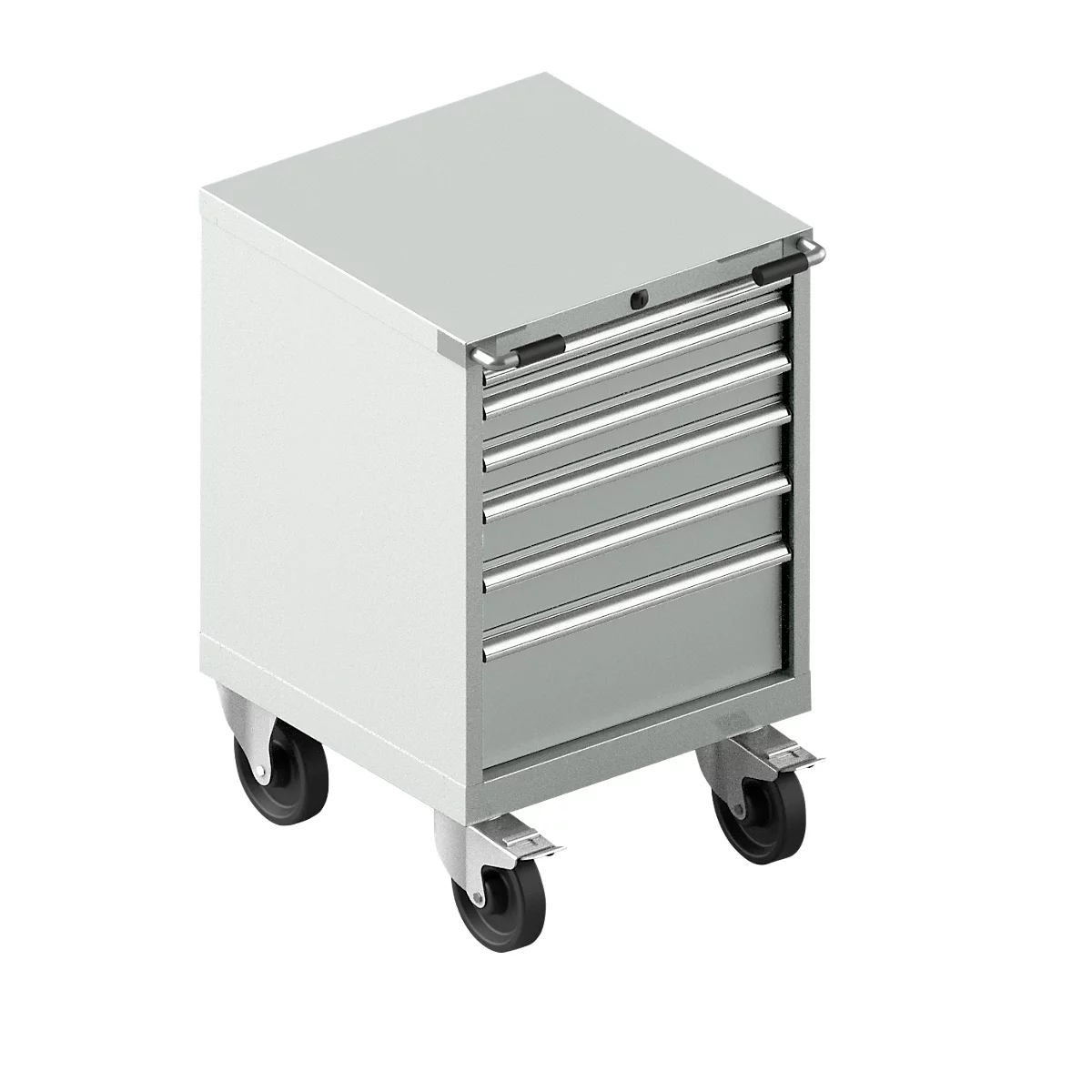 Schubladenschrank mit Rollen WSK 27-27, 6 Schübe, bis 200 kg, B 564 x T 572 x H 870 mm, lichtgrau/lichtgrau
