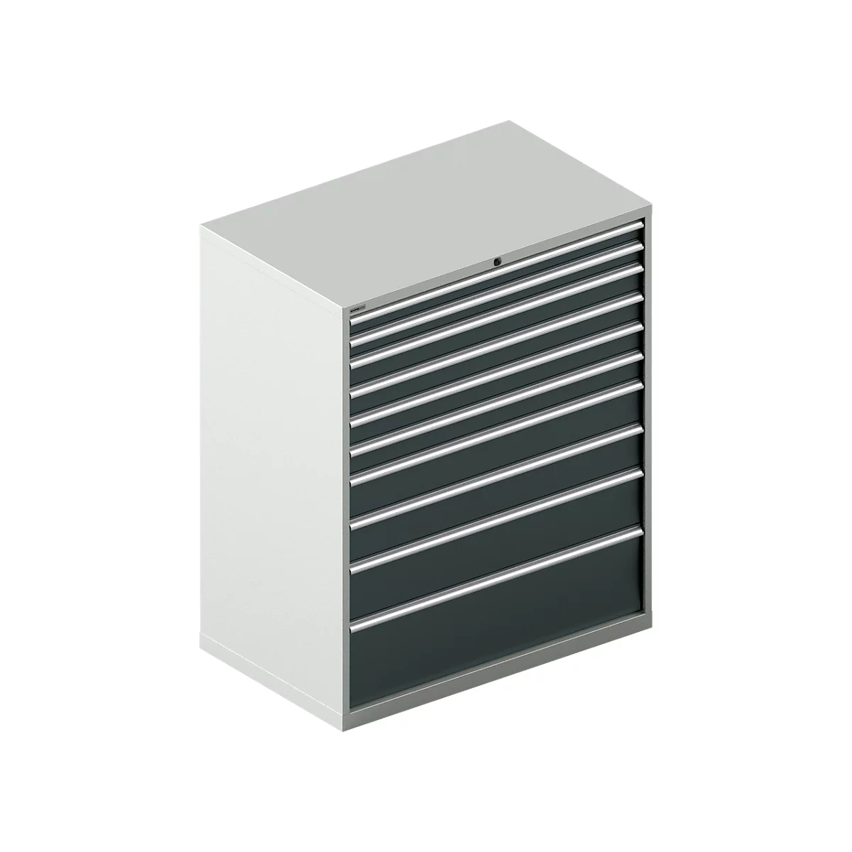 Schubladenschrank SCHÄFER 64-36, 10 Schübe, bis 200 kg, B 1193 x T 725 x H 1450 mm, lichtgrau/anthrazitgrau