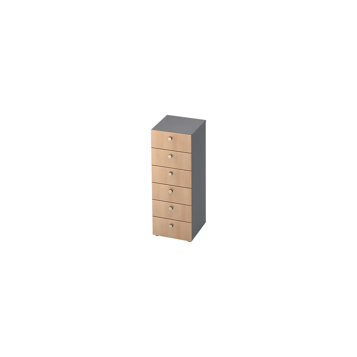 Schubladenschrank TOPAS LINE, 3 OH, B 400 mm, graphit/Eiche-Dekor