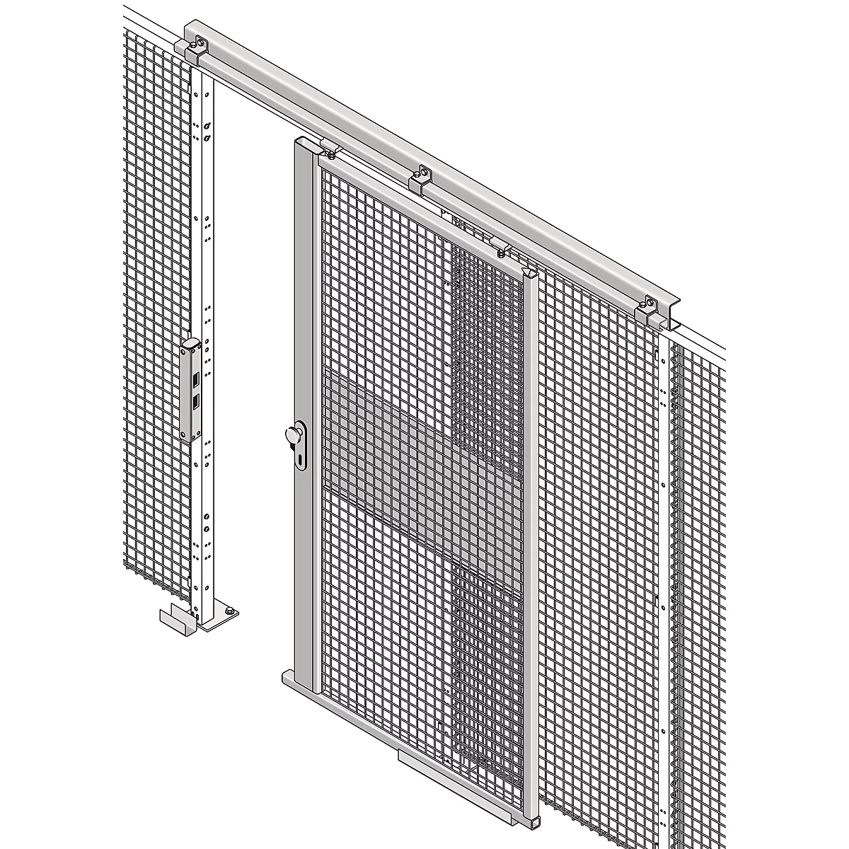 Schuifdeur, voor gaas-scheidingswandsysteem, B 1110 x H 2110 mm, lichtzilver