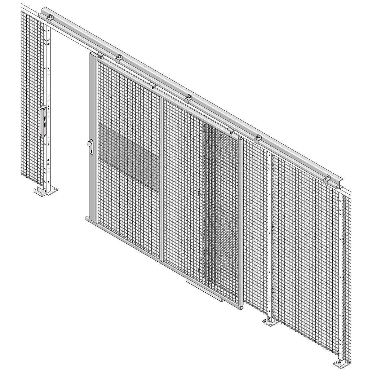 Schuifdeur, voor gaas scheidingswandsysteem, B 2238 x H 2110 mm, licht zilverkleurig