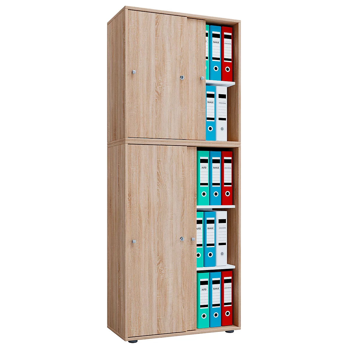 Schuifdeurkast 5 OH, B 700 x D 400 x 1780 mm, Sonoama eikenhout