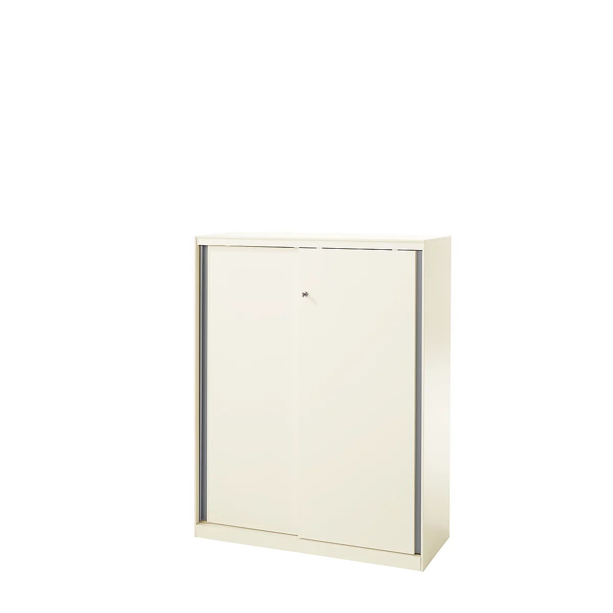 Schuifdeurkast, afsluitbaar, met greeplijsten, staal, wit RAL 9010, 950 x 1215, 3 ordnerhoogten