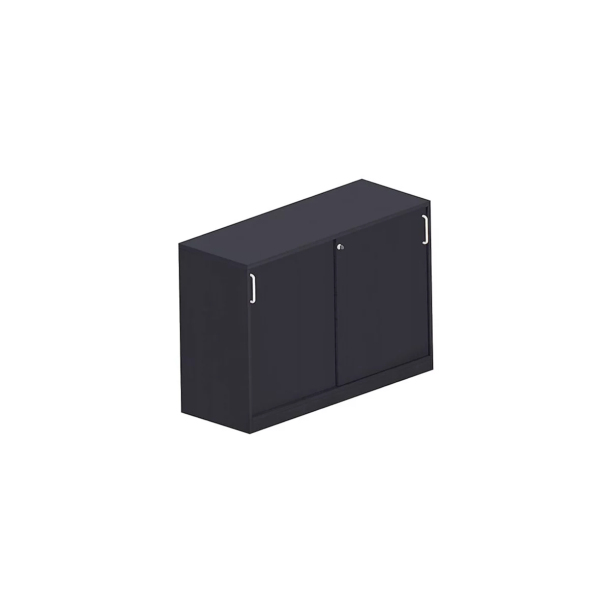 Schuifdeurkast BEXXSTAR, houten deuren, 2 ordnerhoogtes, B 1200 x D 420 x H 825 mm, zwart