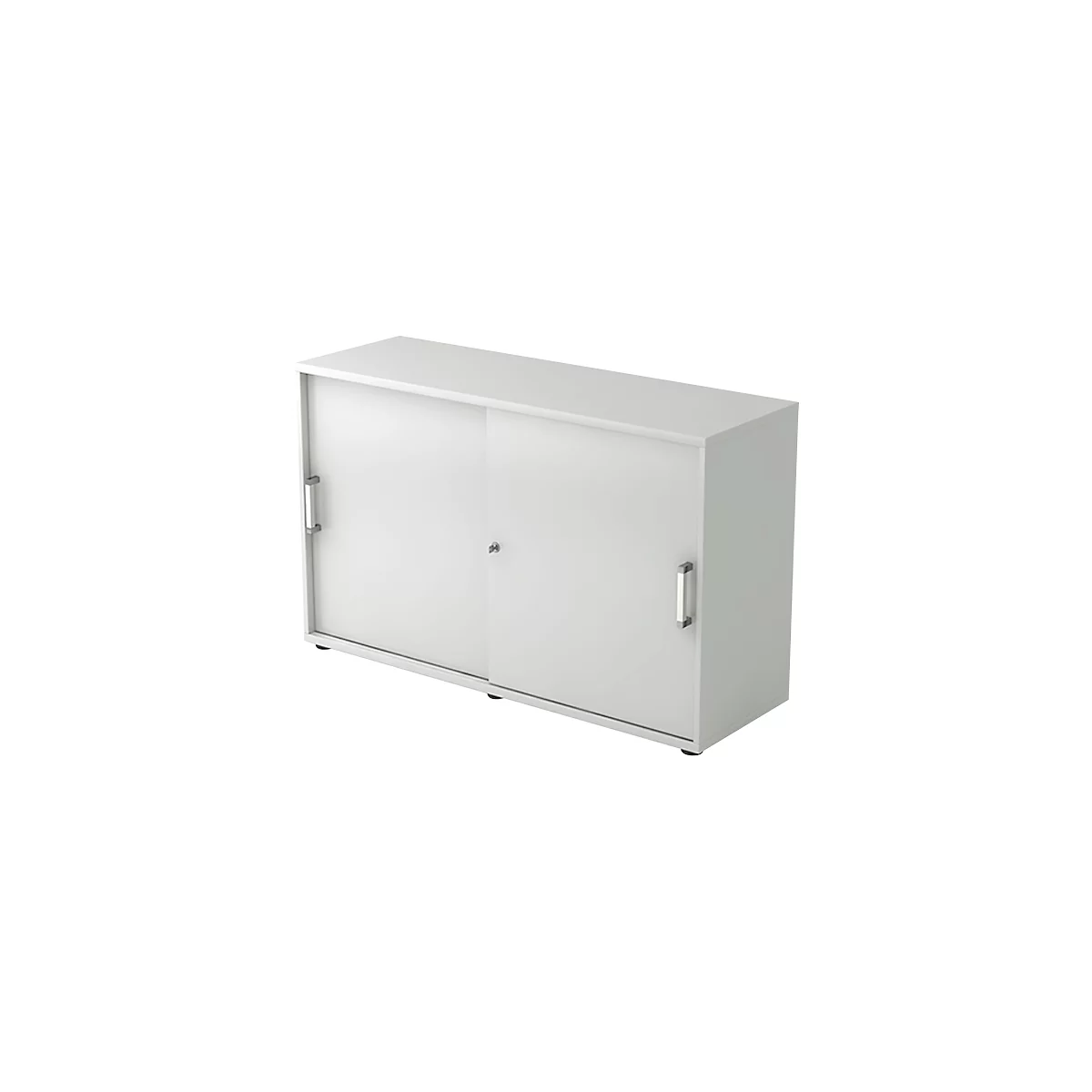 Schuifdeurkast TARVIS, 2 ordnerhoogten, B 1200 x D 400 x H 748 mm, afsluitbaar & stapelbaar, lichtgrijs