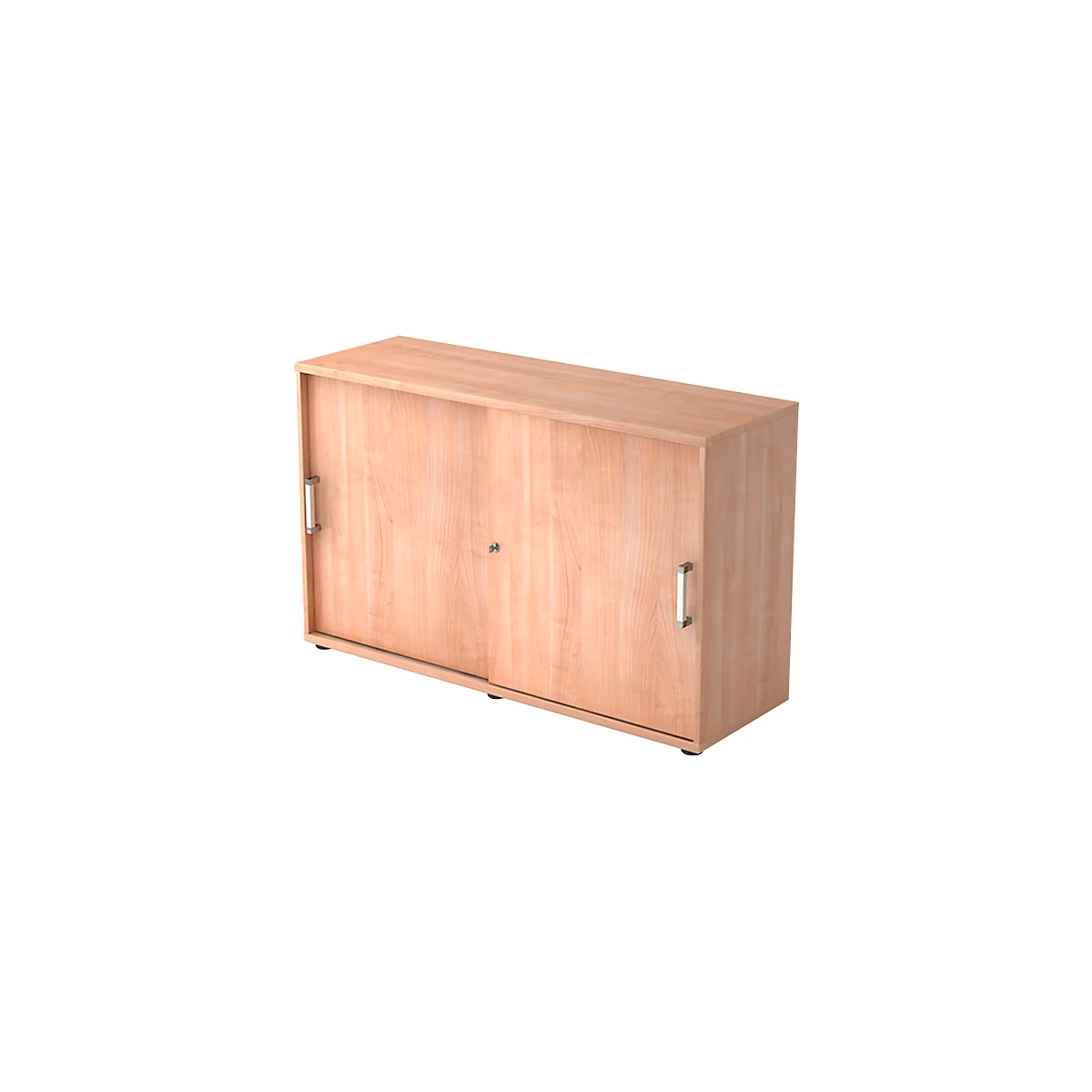 Schuifdeurkast TARVIS, 2 ordnerhoogten, B 1200 x D 400 x H 748 mm, afsluitbaar & stapelbaar, notenhoutpatroon