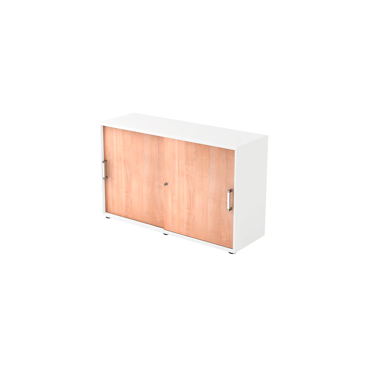 Schuifdeurkast TARVIS, 2 ordnerhoogten, B 1200 x D 400 x H 748 mm, afsluitbaar & stapelbaar, wit/notenhoutpatroon