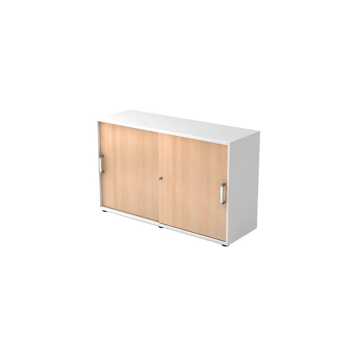 Schuifdeurkast TARVIS, 2 ordnerhoogten, B 1200 x D 400 x H 748 mm, afsluitbaar & stapelbaar, wit/wilde eikenpatroon
