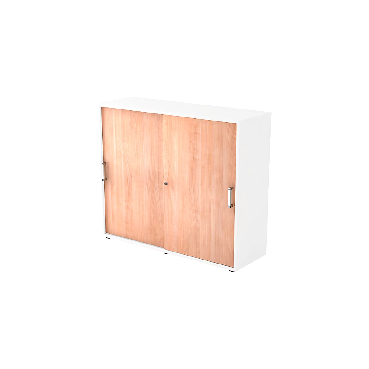 Schuifdeurkast TARVIS, 3 ordnerhoogten, B 1200 x D 400 x H 1100 mm, afsluitbaar & stapelbaar, wit/notenhoutpatroon