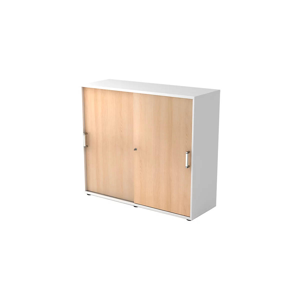Schuifdeurkast TARVIS, 3 ordnerhoogten, B 1200 x D 400 x H 1100 mm, afsluitbaar & stapelbaar, wit/wilde eikenpatroon