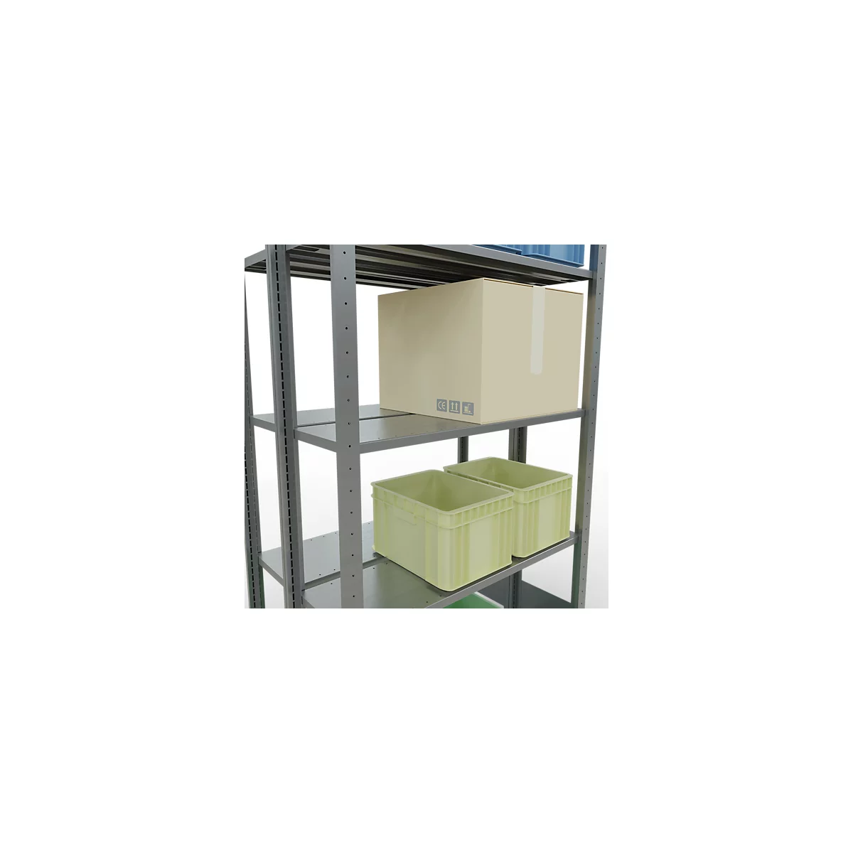 SCHULTE Lagertechnik - Boutloze dubbele onderkast type 150 - 2000x1000x300 mm galv. 2x5 legborden