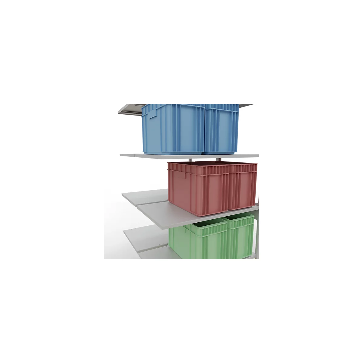 SCHULTE Lagertechnik - Boutloze dubbele stapelbak type 150 - 2500x1000x2x600 mm 2x6 schappen
