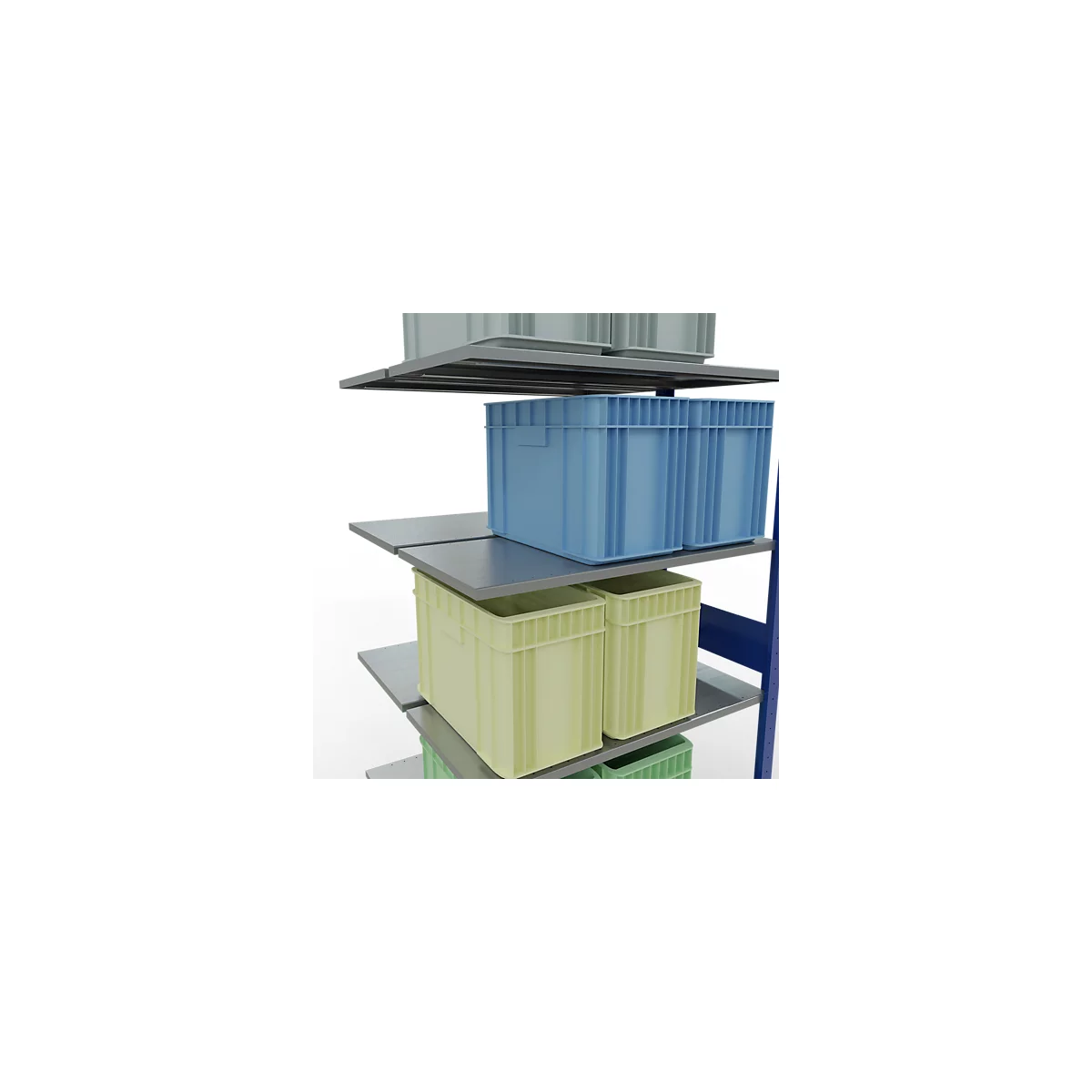 SCHULTE Lagertechnik - Boutloze dubbele stapelbak type 150 - 3000x1000x2x500 mm 2x7 schappen