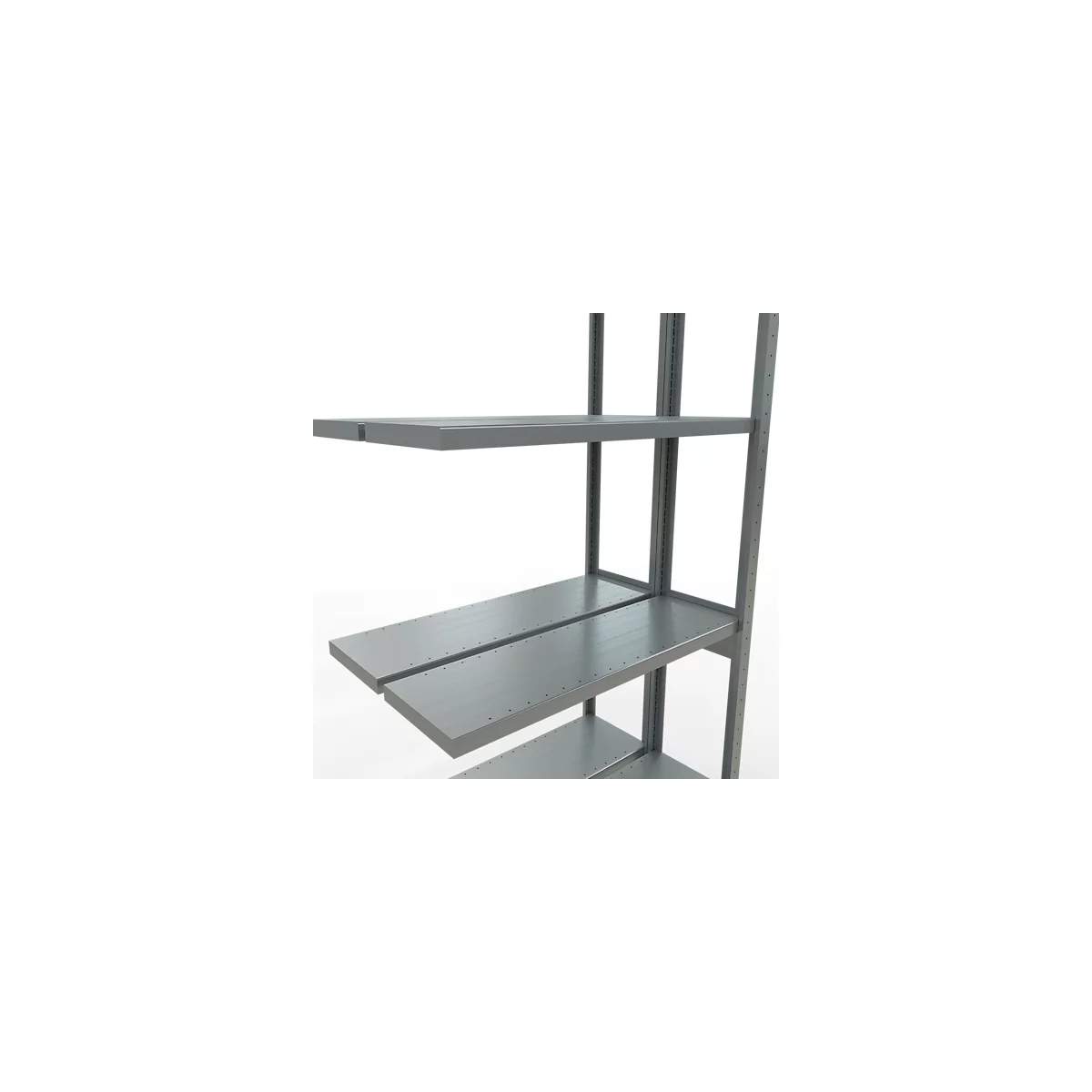 SCHULTE Lagertechnik Doppel-Anbauregal Stecksystem, MULTIPlus250, 3000x1000x(2x300) mm, 14 Böden, verzinkt