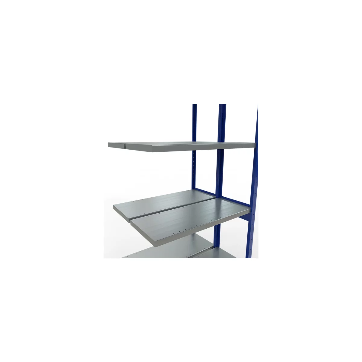 SCHULTE Lagertechnik Doppel-Anbauregal Stecksystem, MULTIPlus250, 3000x1000x(2x400) mm, 14 Böden, verzinkt