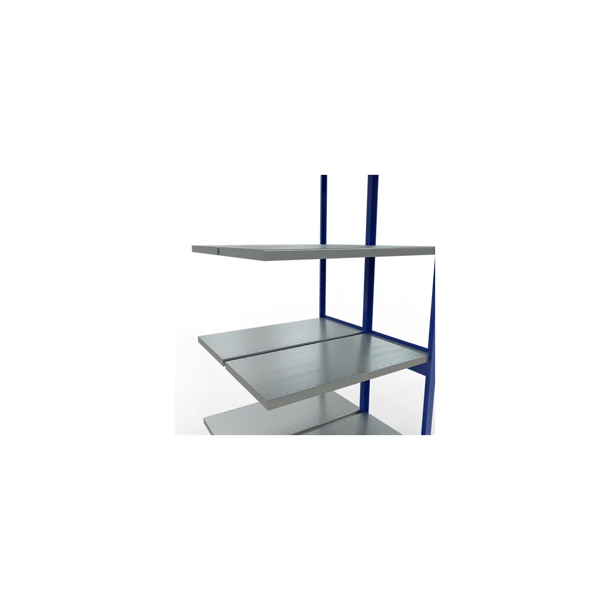 SCHULTE Lagertechnik Doppel-Anbauregal Stecksystem, MULTIPlus250, 3000x1000x(2x500) mm, 14 Böden, verzinkt