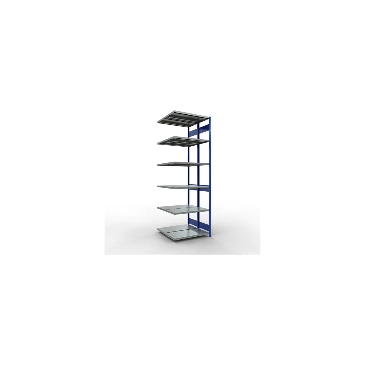 SCHULTE Lagertechnik Doppel-Anbauregal Stecksystem, MULTIPlus250, 3000x1000x(2x500) mm, 14 Böden, verzinkt