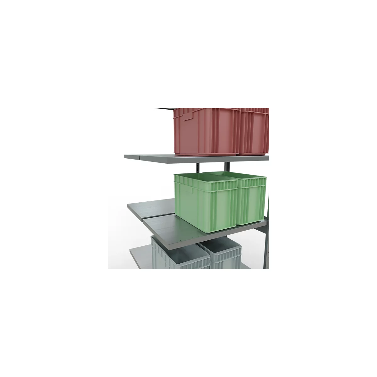 SCHULTE Lagertechnik Doppel-Anbauregal Stecksystem, MULTIPlus250, 3000x1000x(2x600) mm, 14 Böden, verzinkt