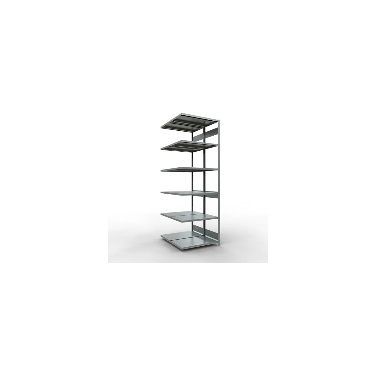 SCHULTE Lagertechnik Doppel-Anbauregal Stecksystem, MULTIPlus250, 3000x1000x(2x600) mm, 14 Böden, verzinkt