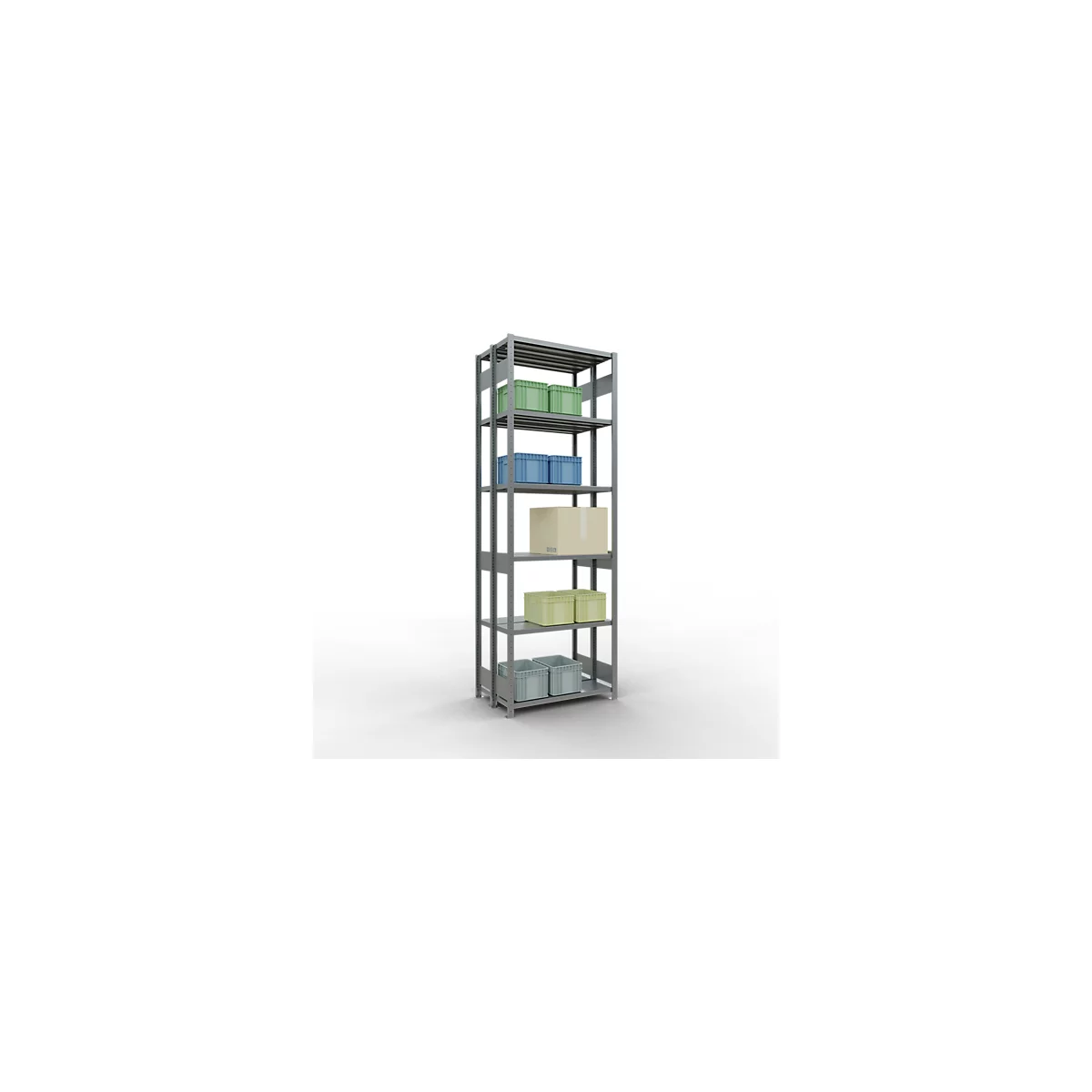 SCHULTE Lagertechnik - Doppel-Grundregal Stecksystem MULTIPlus250 - 2500x1000x(2x300) mm, 14 Böden, verzinkt