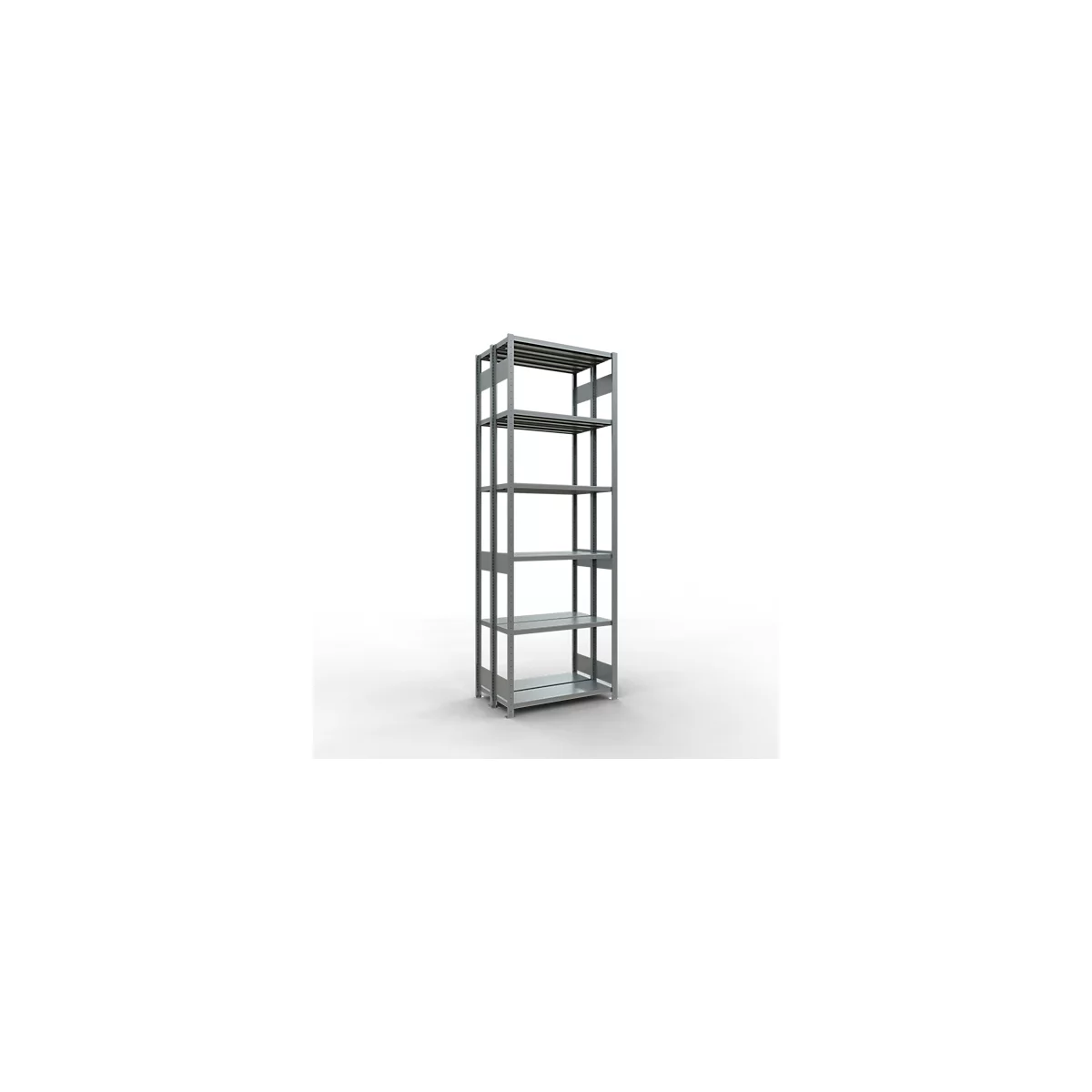 SCHULTE Lagertechnik - Doppel-Grundregal Stecksystem MULTIPlus250 - 2500x1000x(2x300) mm, 14 Böden, verzinkt