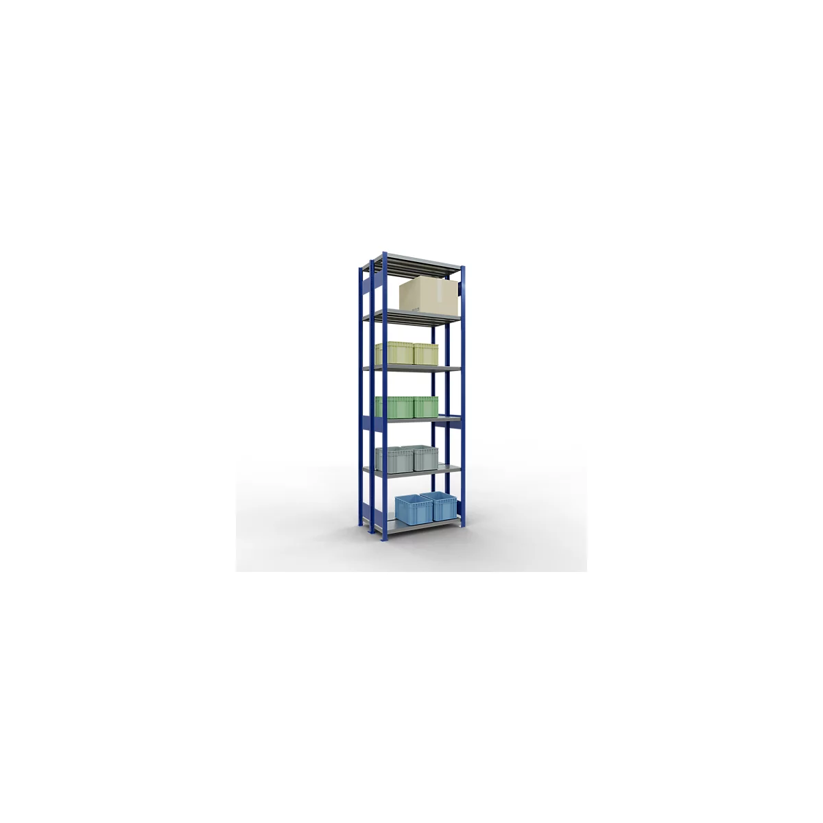 SCHULTE Lagertechnik - Doppel-Grundregal Stecksystem MULTIPlus250 - 3000x1000x(2x300) mm, 14 Böden, verzinkt