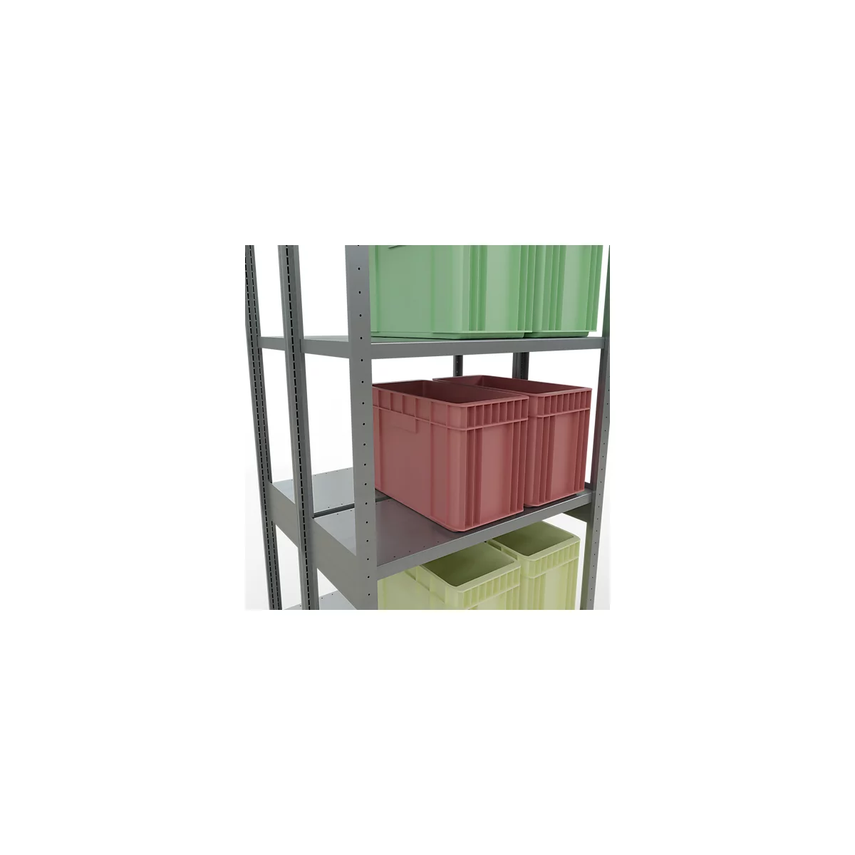 SCHULTE Lagertechnik - Doppel-Grundregal Stecksystem MULTIPlus250 - 3000x1000x(2x400) mm, 14 Böden, verzinkt