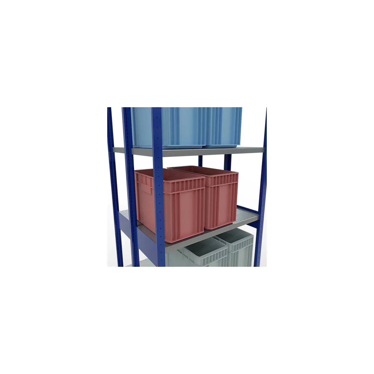 SCHULTE Lagertechnik - Doppel-Grundregal Stecksystem MULTIPlus250 - 3000x1000x(2x400) mm, 14 Böden, verzinkt